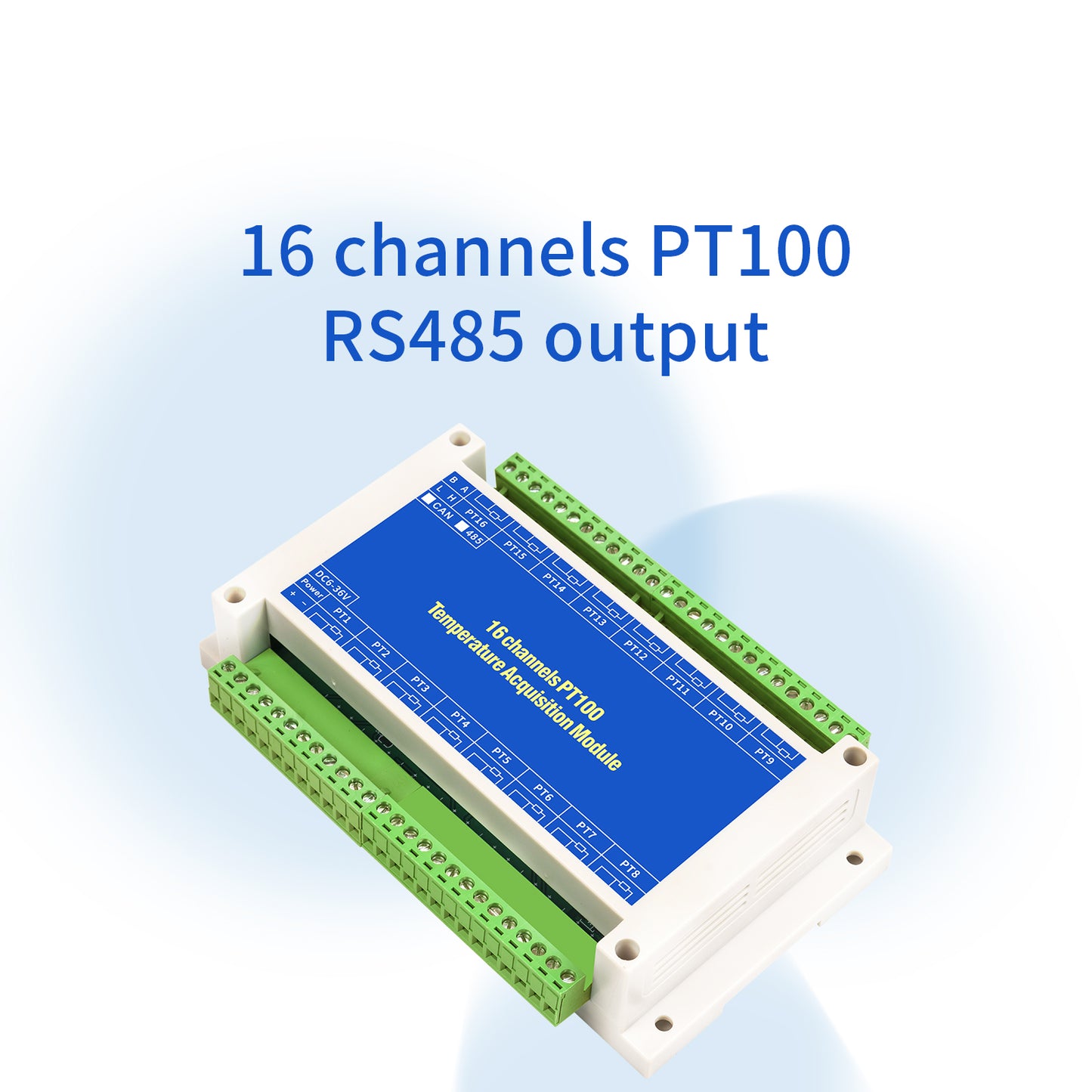 2/4/8/16 channels PT100 K/S/R/B/N/E/J/T type Thermocouple Sensor RS485 Modbus Output Temperature Acquisition Module