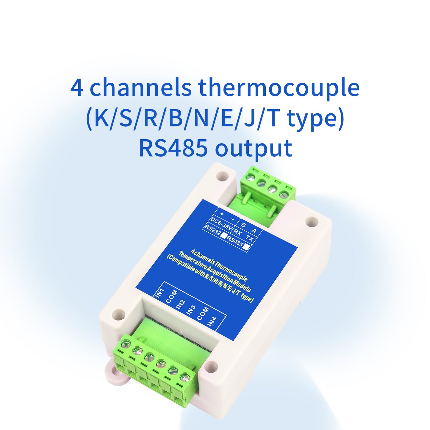 2/4/8/16 channels PT100 K/S/R/B/N/E/J/T type Thermocouple Sensor RS485 Modbus Output Temperature Acquisition Module