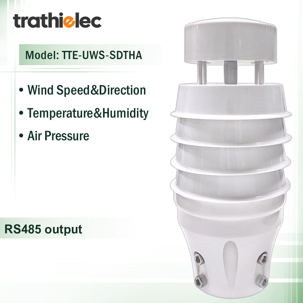 Air Temperature Humidity Noise PM2.5 Pressure Light CO2 Solar Radiation Rainfall Ultrasonic Weather Station with RS485 output