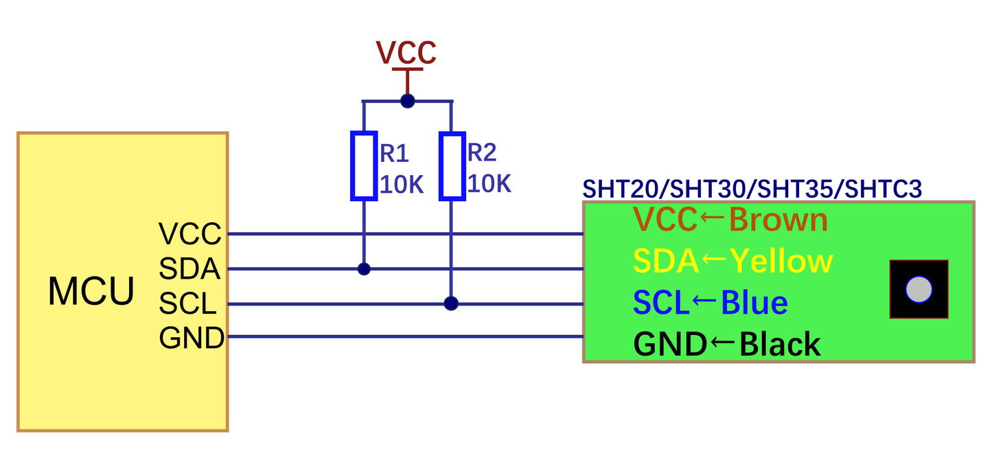 SHT20 SHT30 SHTC3 SHT35 I2C Temperature Humidity Sensor Probe