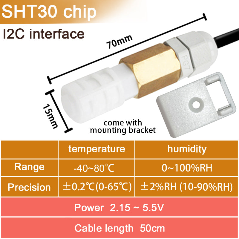 SHT20 SHT30 SHTC3 SHT35 I2C Temperature Humidity Sensor Probe