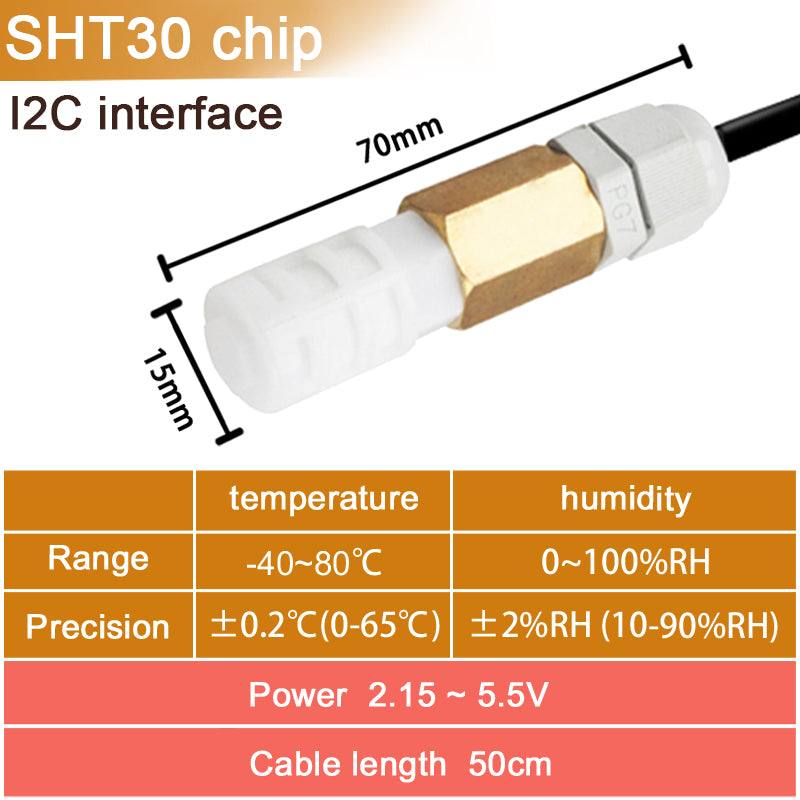 SHT20 SHT30 SHTC3 SHT35 I2C Temperature Humidity Sensor Probe