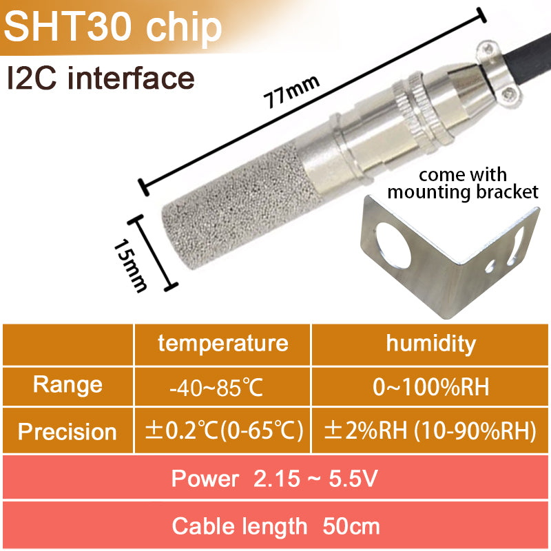 SHT20 SHT30 SHTC3 SHT35 I2C Temperature Humidity Sensor Probe