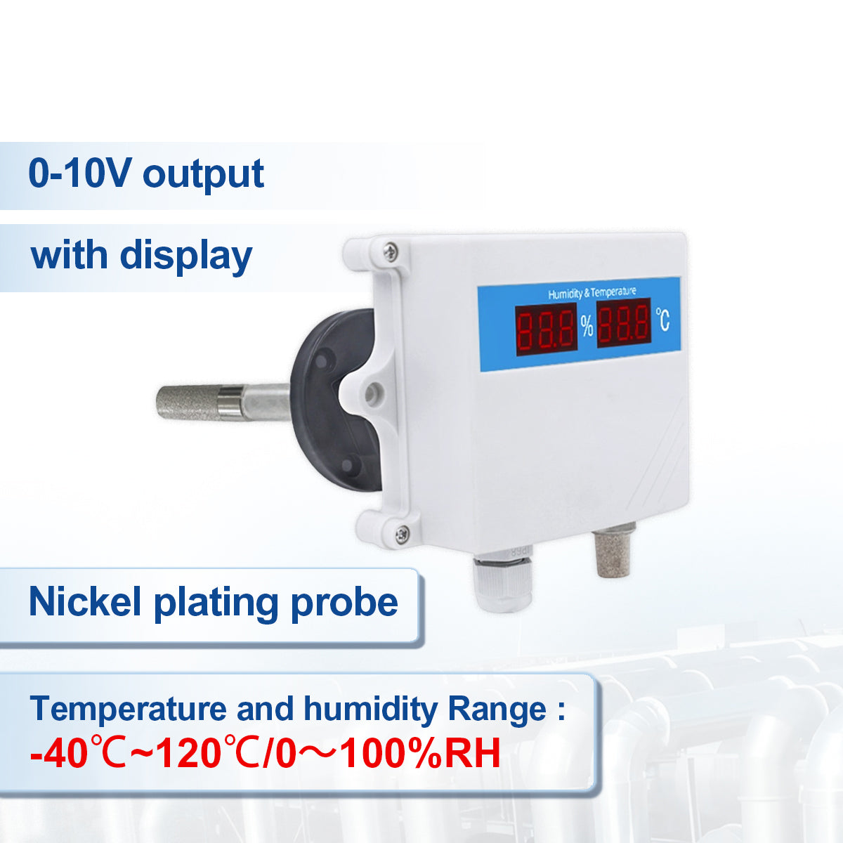 Pipeline Air Duct Type Temperature and Humidity Transmitter with RS485 4-20mA 0-5V 0-10V Output