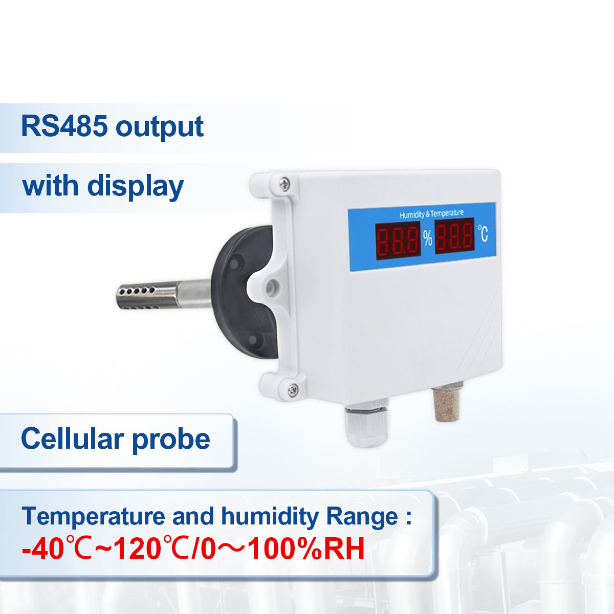 Pipeline Air Duct Type Temperature and Humidity Transmitter with RS485 4-20mA 0-5V 0-10V Output