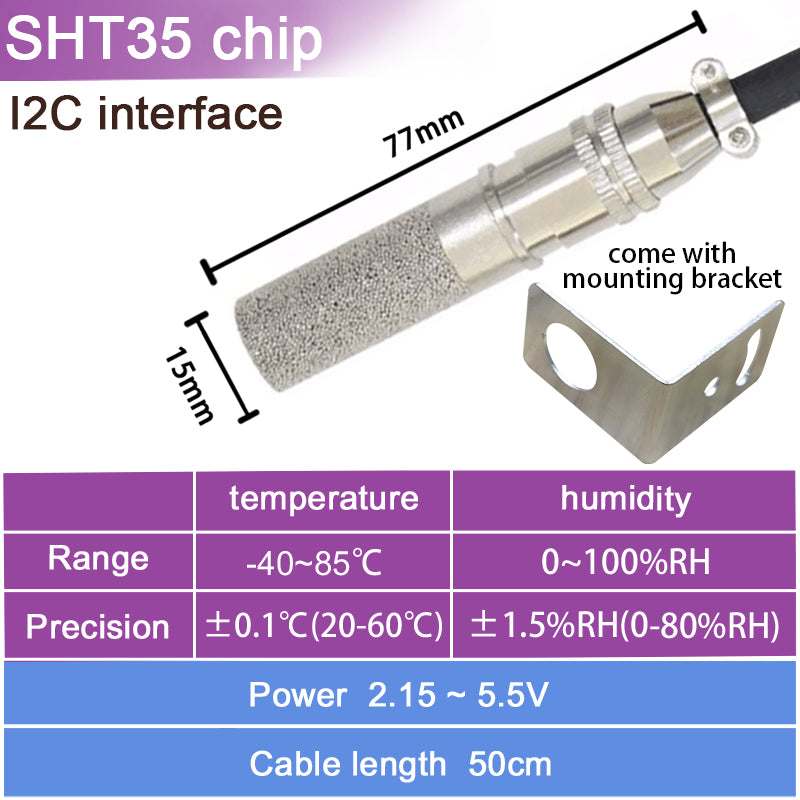 SHT20 SHT30 SHTC3 SHT35 I2C Temperature Humidity Sensor Probe