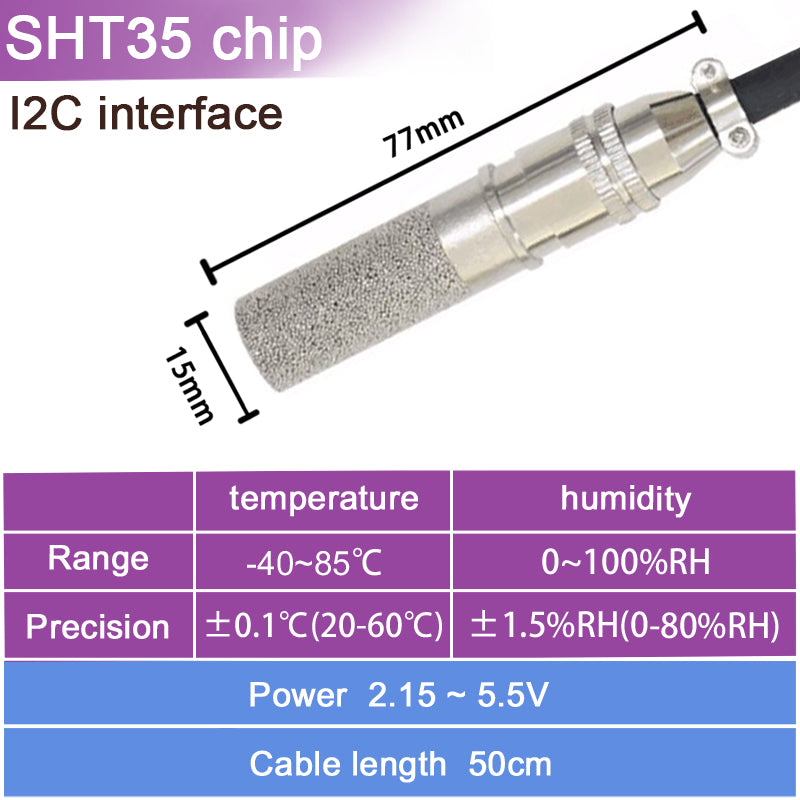 SHT20 SHT30 SHTC3 SHT35 I2C Temperature Humidity Sensor Probe
