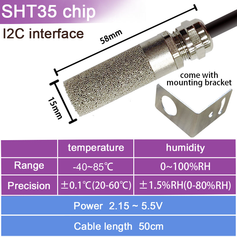 SHT20 SHT30 SHTC3 SHT35 I2C Temperature Humidity Sensor Probe