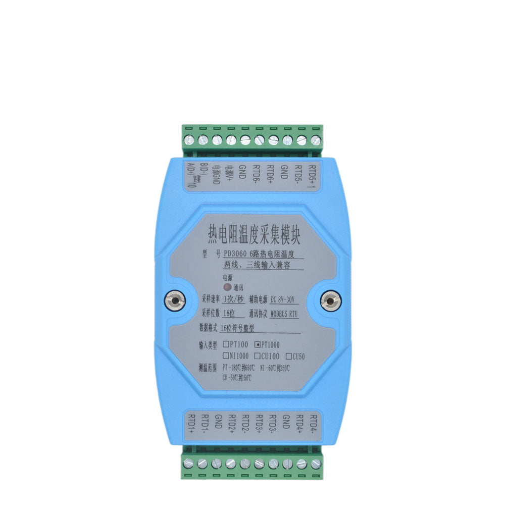 6 channels PT100/PT1000 Rs485 Modbus Output Temperature Acquisition Module with Oled Screen