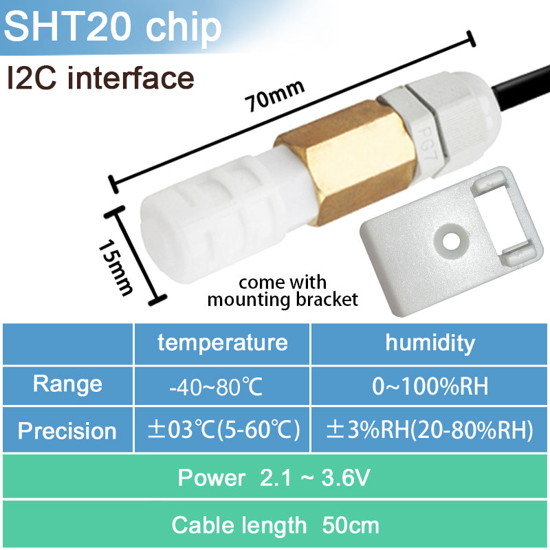 SHT20 SHT30 SHTC3 SHT35 I2C Temperature Humidity Sensor Probe
