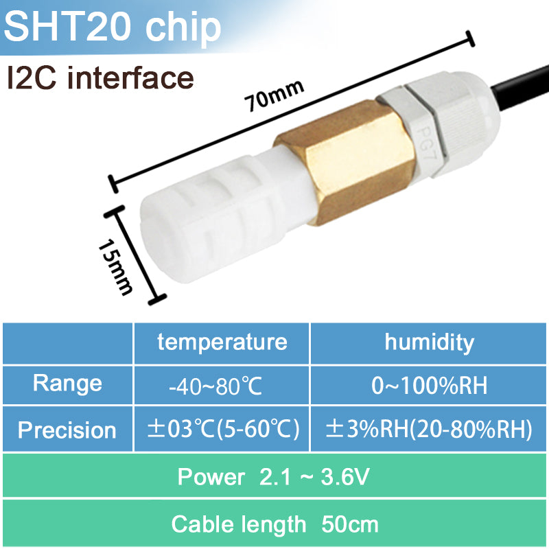 SHT20 SHT30 SHTC3 SHT35 I2C Temperature Humidity Sensor Probe