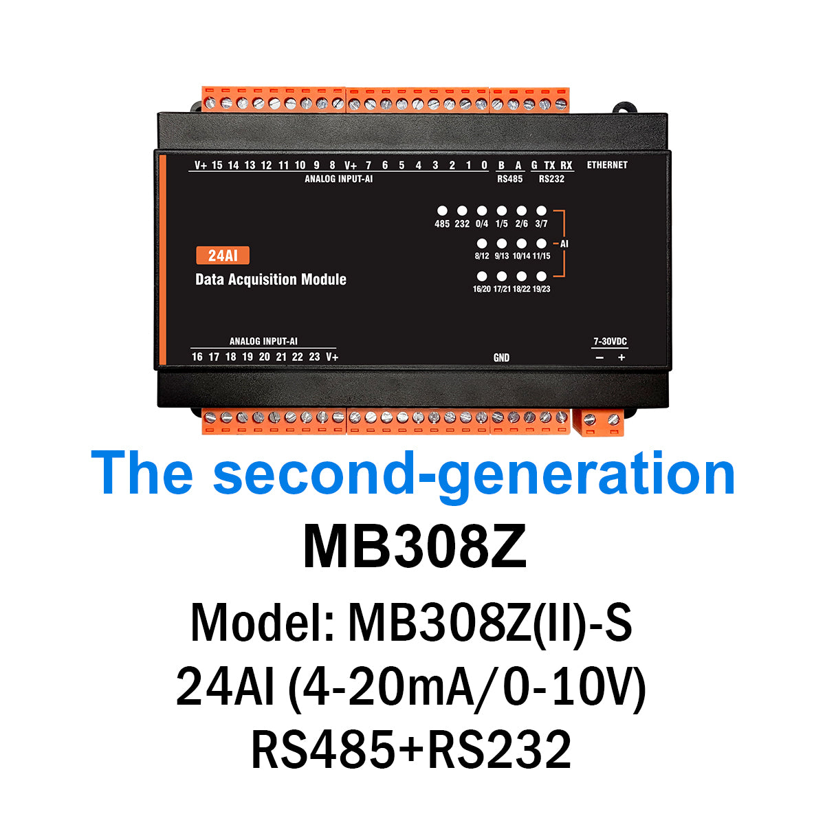 MB(II)-AI 4-20mA Analog lnput 16bit Precision Modbus Rtu