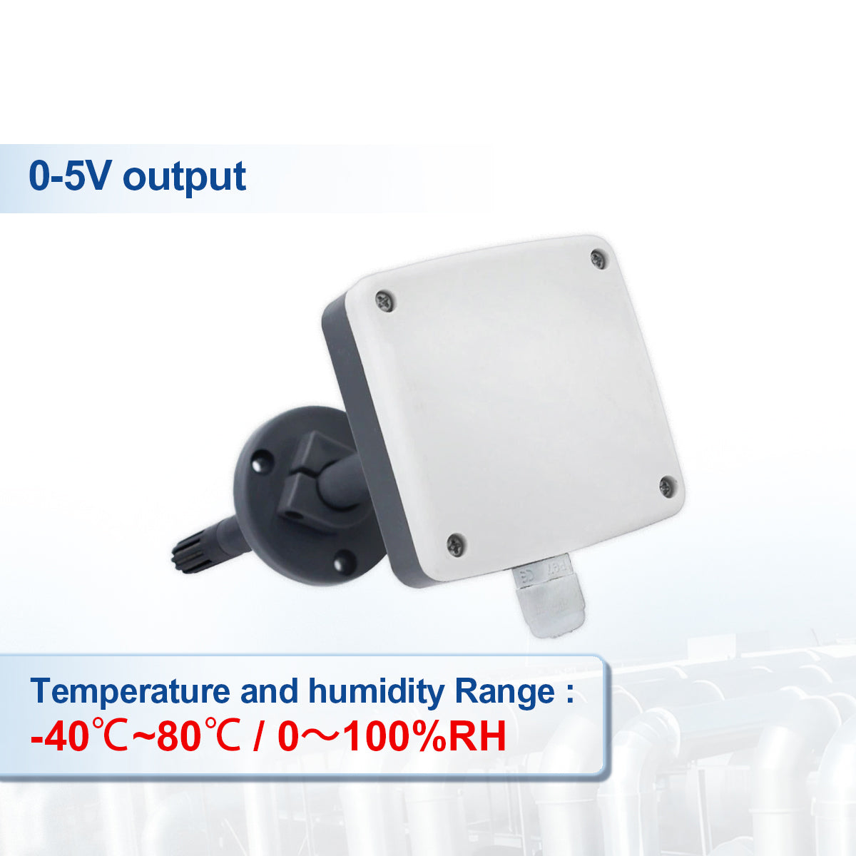 Pipeline Air Duct Type Temperature and Humidity Transmitter with RS485 4-20mA 0-5V 0-10V Output