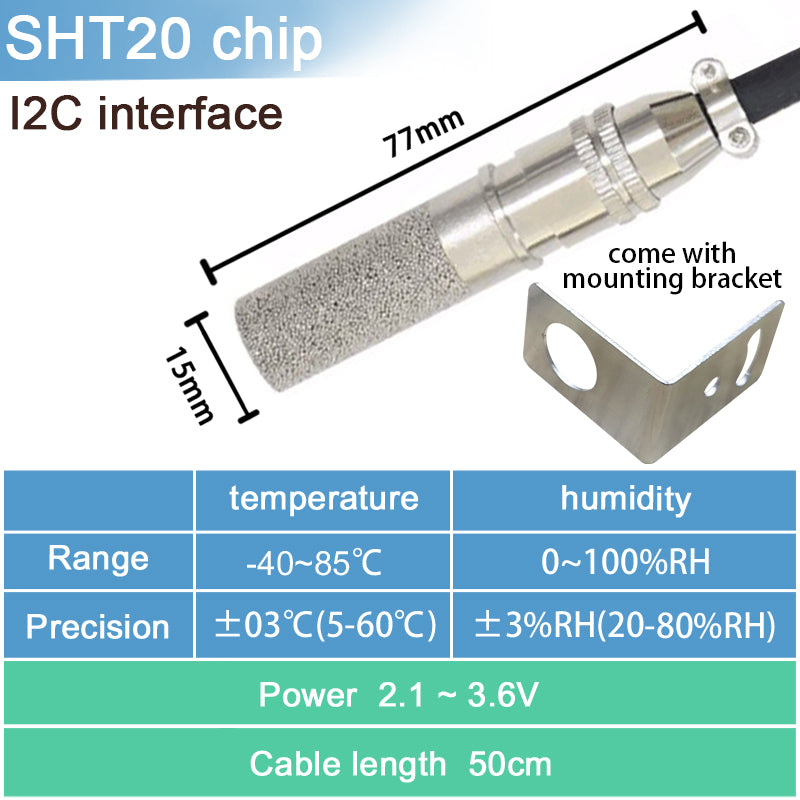 SHT20 SHT30 SHTC3 SHT35 I2C Temperature Humidity Sensor Probe