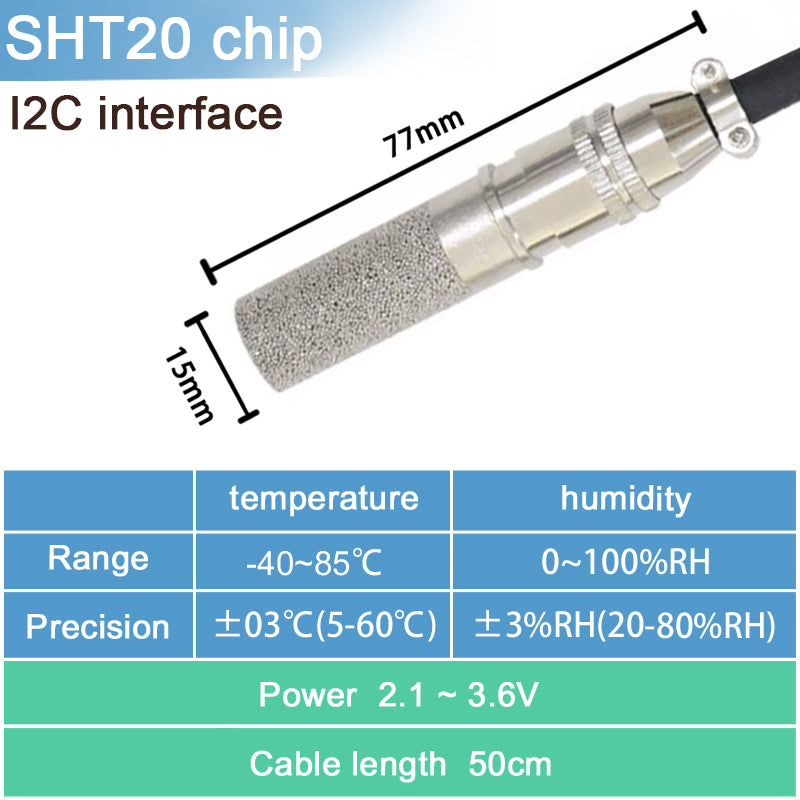 SHT20 SHT30 SHTC3 SHT35 I2C Temperature Humidity Sensor Probe
