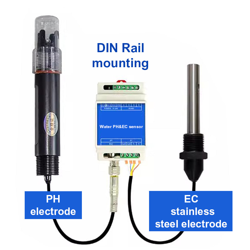 PH EC 2 in 1 Water Quality Detector  RS485 Modbus transmitter Industrial Sewage Monitor for Agricultural Aquaculture