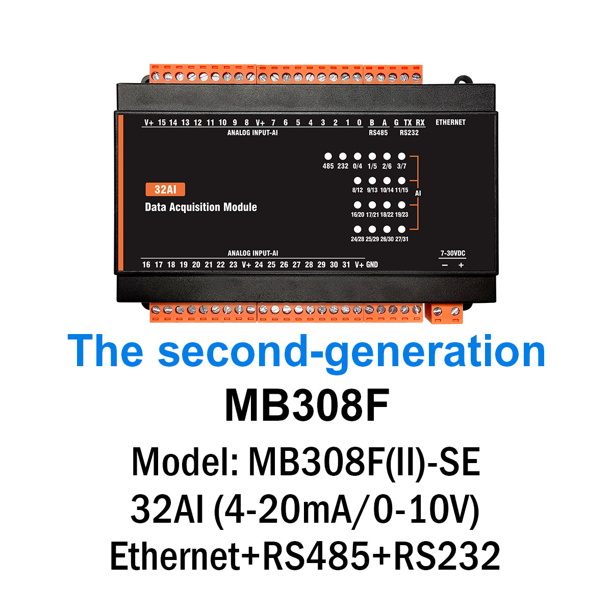 MB(II)-AI 4-20mA Analog lnput 16bit Precision Modbus Rtu