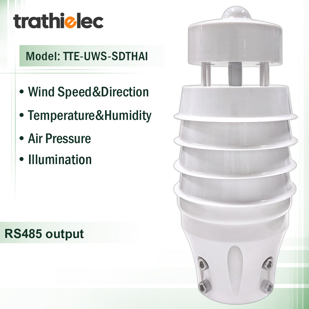 Air Temperature Humidity Noise PM2.5 Pressure Light CO2 Solar Radiation Rainfall Ultrasonic Weather Station with RS485 output