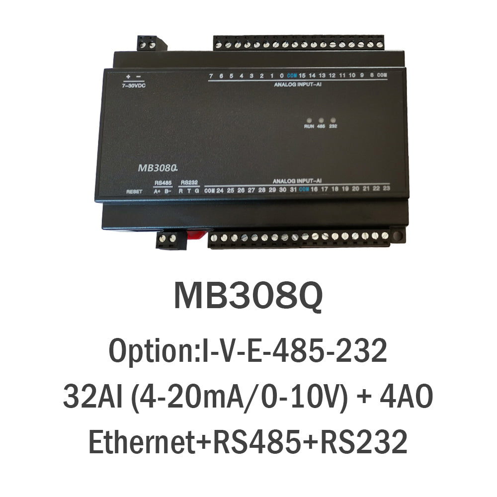 MB308Q 32AI+4Ao RS485 RS232 Ethernet Modbus Tcp Module
