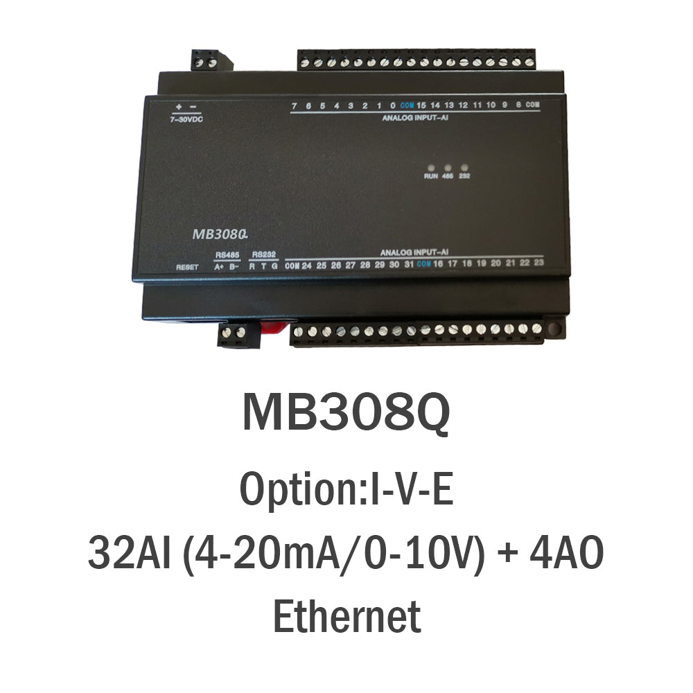 MB308Q 32AI+4Ao RS485 RS232 Ethernet Modbus Tcp Module