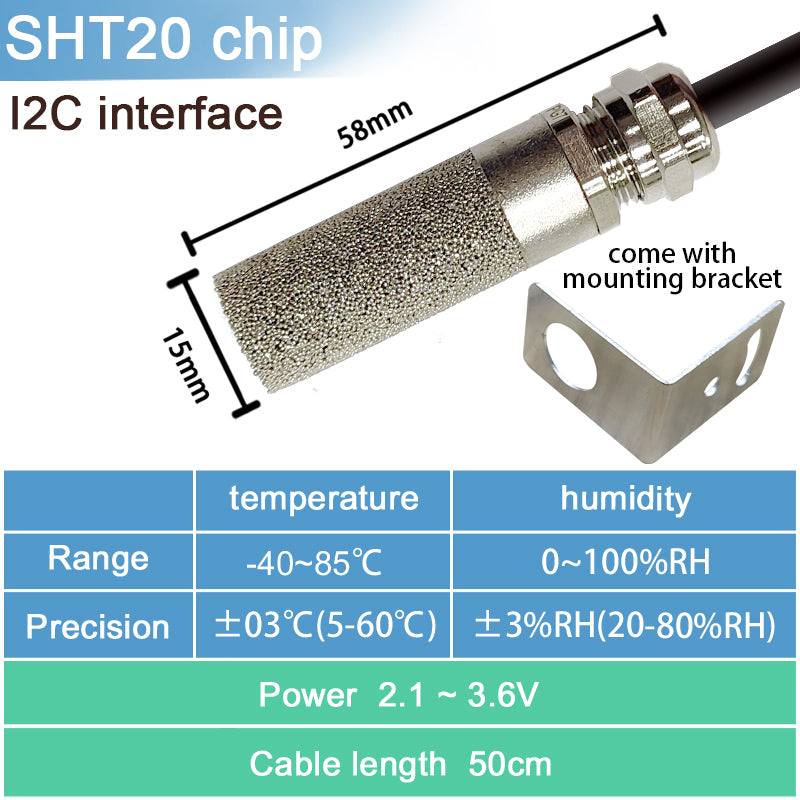 SHT20 SHT30 SHTC3 SHT35 I2C Temperature Humidity Sensor Probe