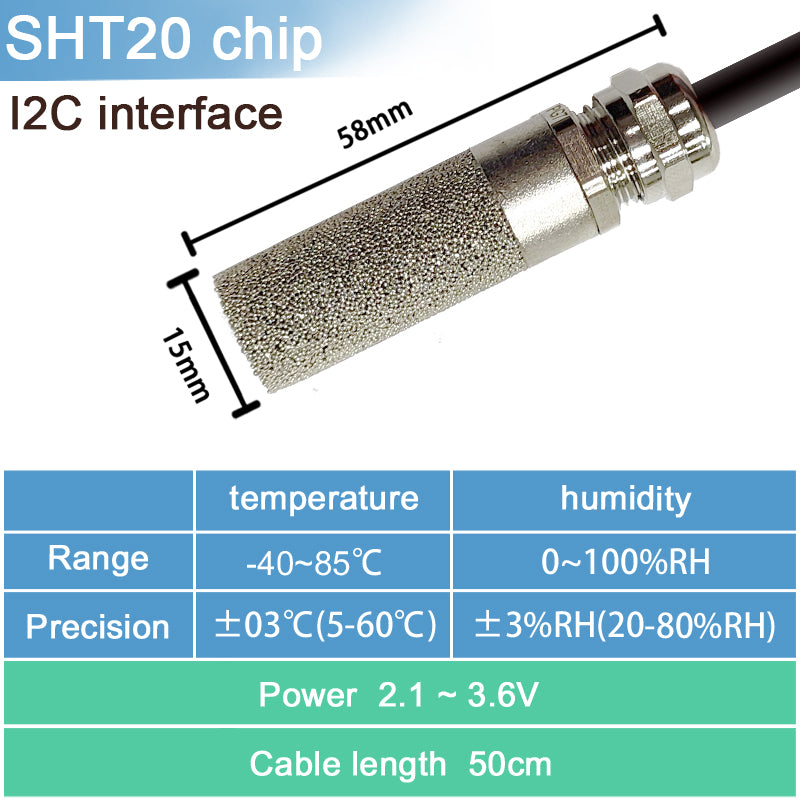 SHT20 SHT30 SHTC3 SHT35 I2C Temperature Humidity Sensor Probe