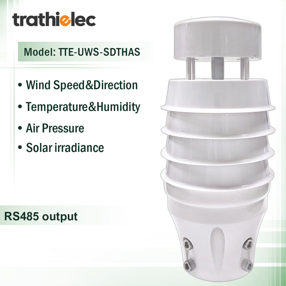 Air Temperature Humidity Noise PM2.5 Pressure Light CO2 Solar Radiation Rainfall Ultrasonic Weather Station with RS485 output