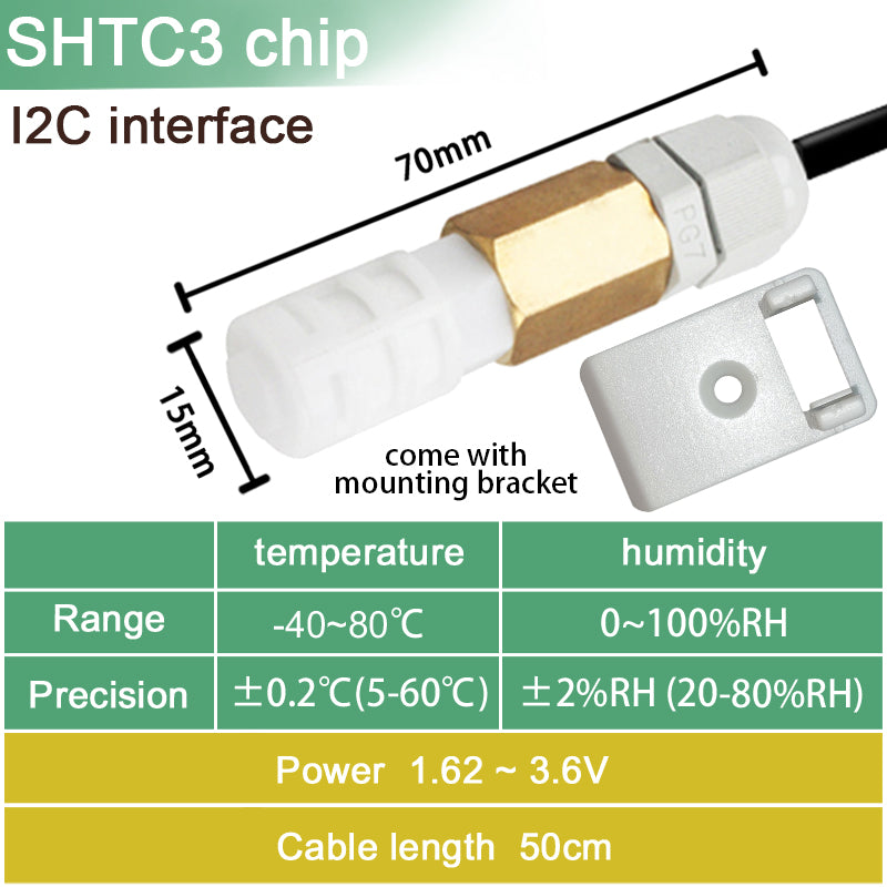 SHT20 SHT30 SHTC3 SHT35 I2C Temperature Humidity Sensor Probe