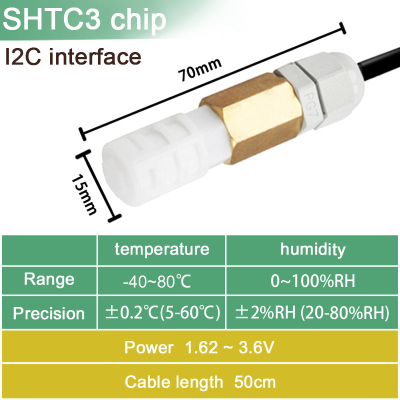 SHT20 SHT30 SHTC3 SHT35 I2C Temperature Humidity Sensor Probe