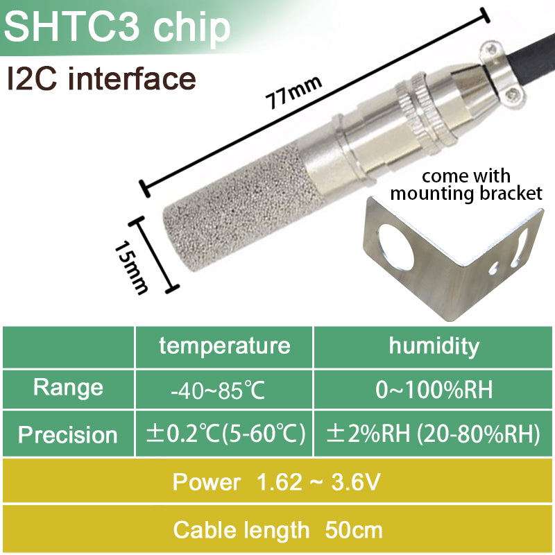 SHT20 SHT30 SHTC3 SHT35 I2C Temperature Humidity Sensor Probe