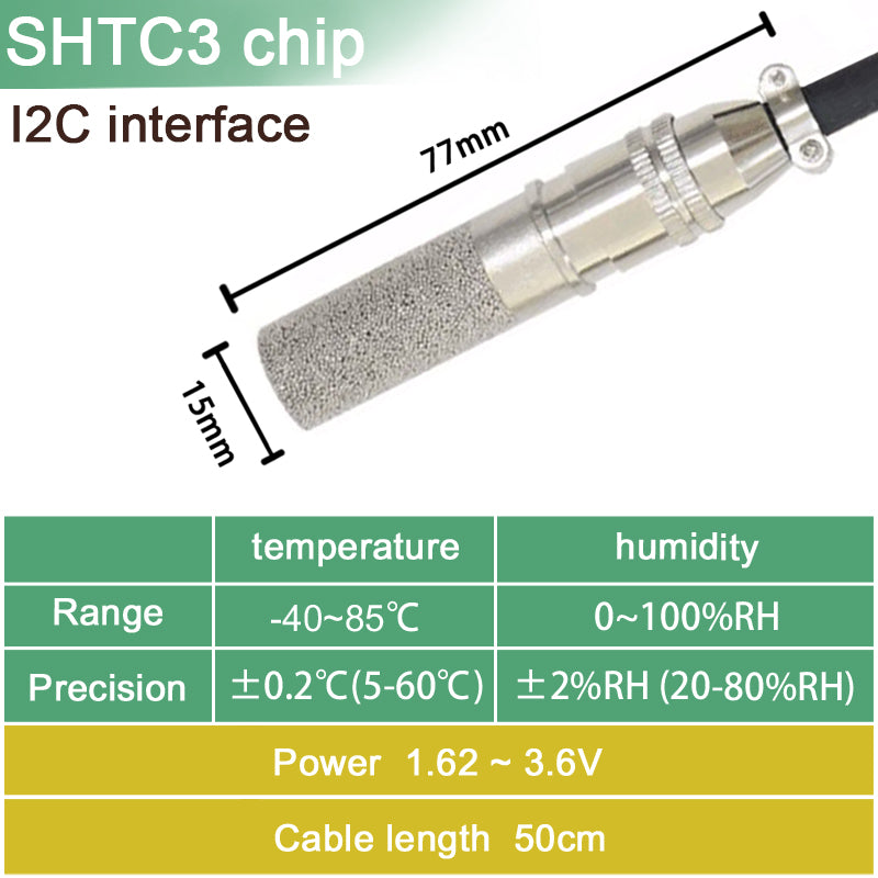 SHT20 SHT30 SHTC3 SHT35 I2C Temperature Humidity Sensor Probe