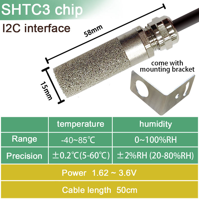 SHT20 SHT30 SHTC3 SHT35 I2C Temperature Humidity Sensor Probe
