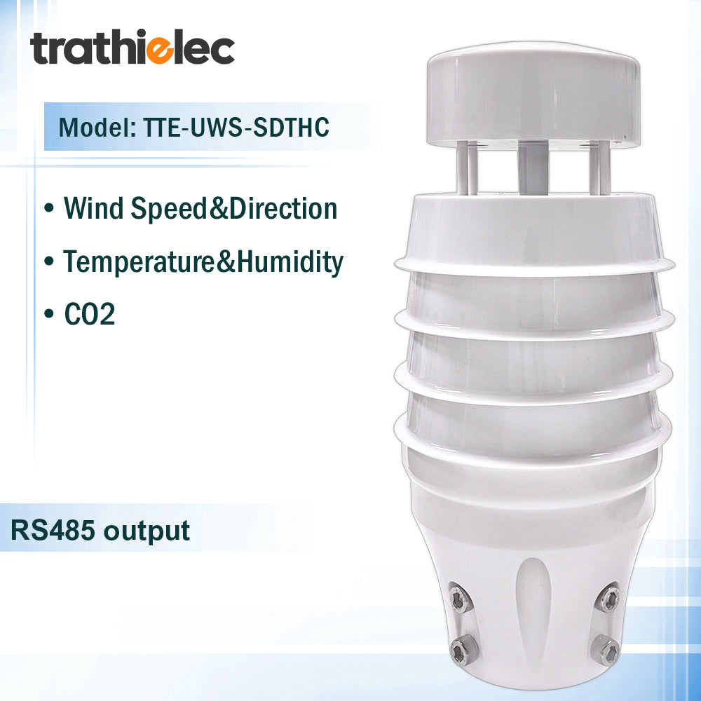 Air Temperature Humidity Noise PM2.5 Pressure Light CO2 Solar Radiation Rainfall Ultrasonic Weather Station with RS485 output