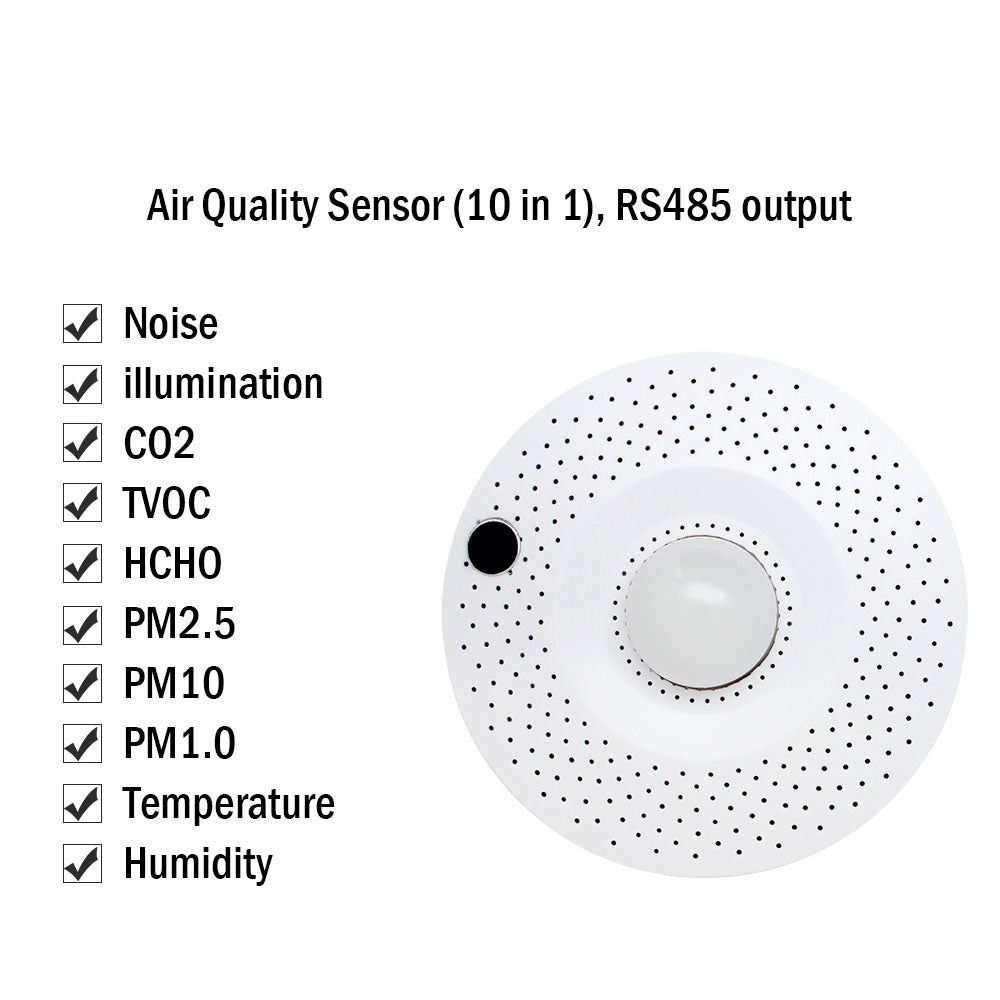 All in one RS485 Modbus Noise Temperature Humidity Illumination TVOC PM2.5 PM10 CO2 Air Quality Sensor