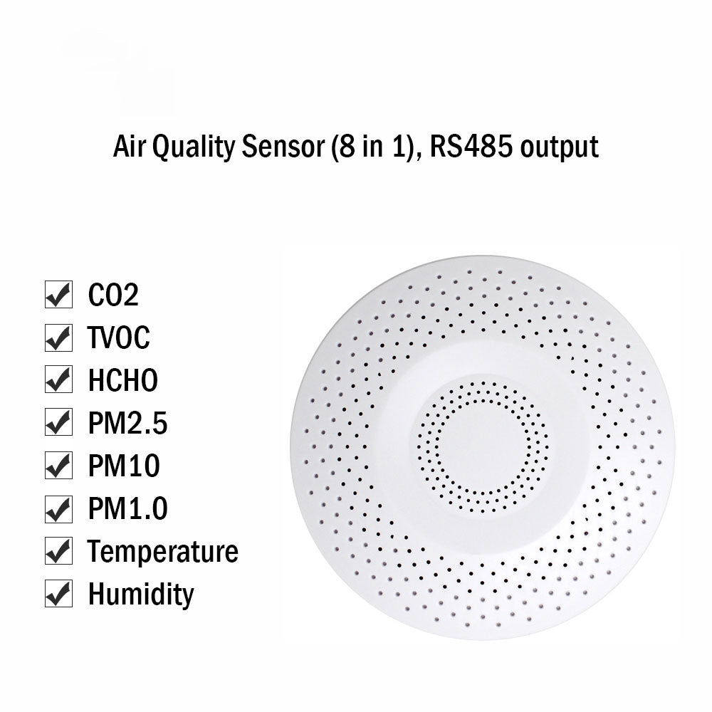 All in one RS485 Modbus Noise Temperature Humidity Illumination TVOC PM2.5 PM10 CO2 Air Quality Sensor