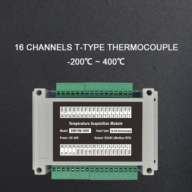 16 channels K-type thermocouple Rs485 Modbus Output Temperature Acquisition Module