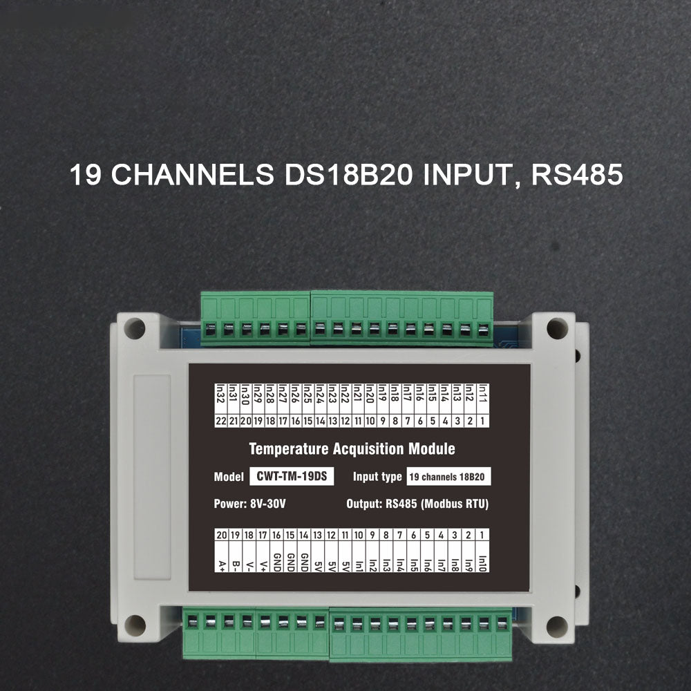 32 channels 18B20 Rs485 Modbus Output Temperature Acquisition Module
