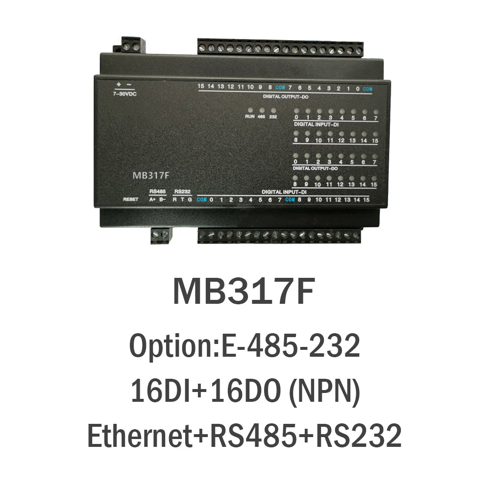 MB317F 16DI+16DO(NPN) RS485 RS232 Ethernet Modbus Rtu Tcp Io Acquisition Module