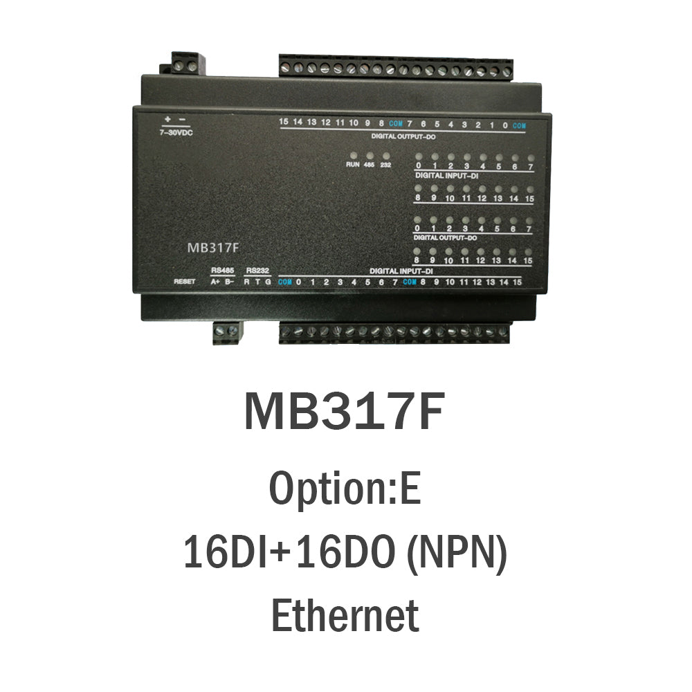 MB317F 16DI+16DO(NPN) RS485 RS232 Ethernet Modbus Rtu Tcp Io Acquisition Module