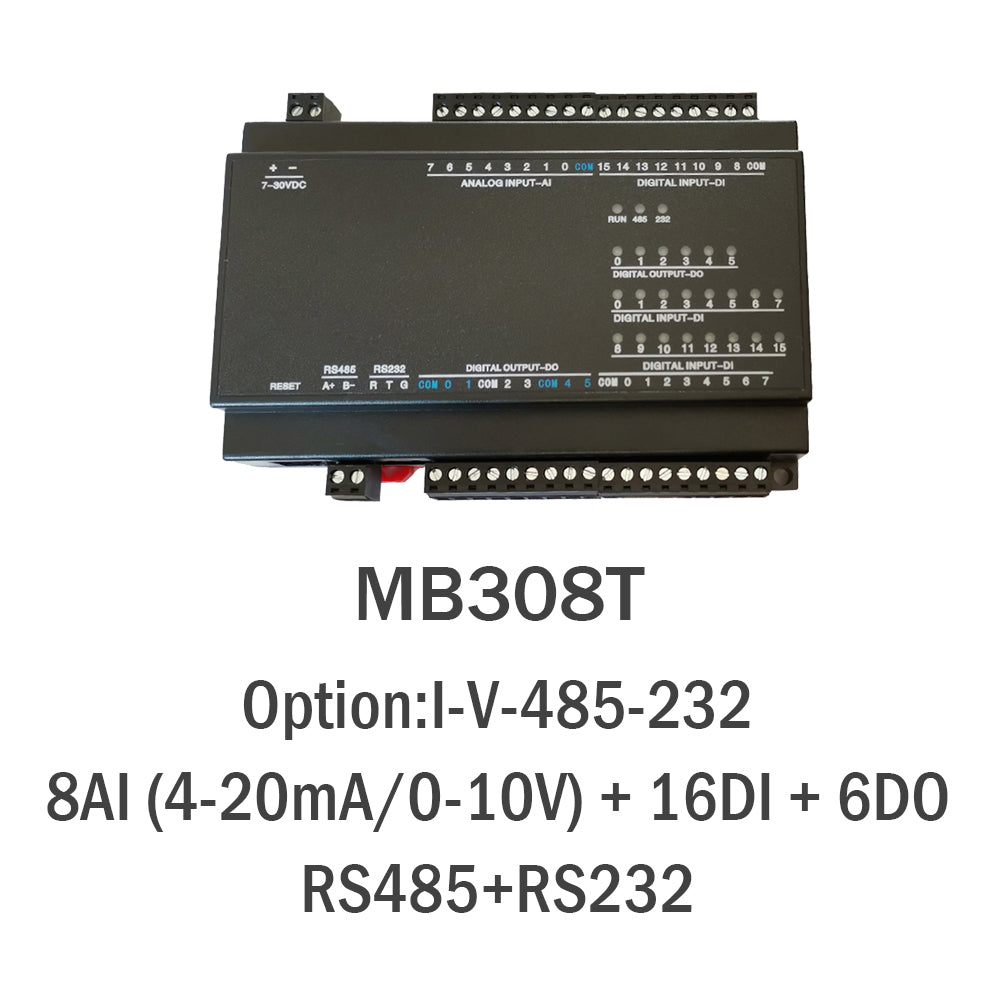 MB308T 8AI+16DI+6DO RS485 RS232 Ethernet Modbus Rtu Tcp Io Acquisition Module