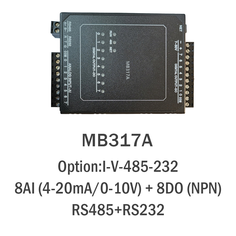 MB317A 8AI+8DO(NPN) RS485 RS232 Ethernet Modbus Rtu Tcp Io Acquisition Module