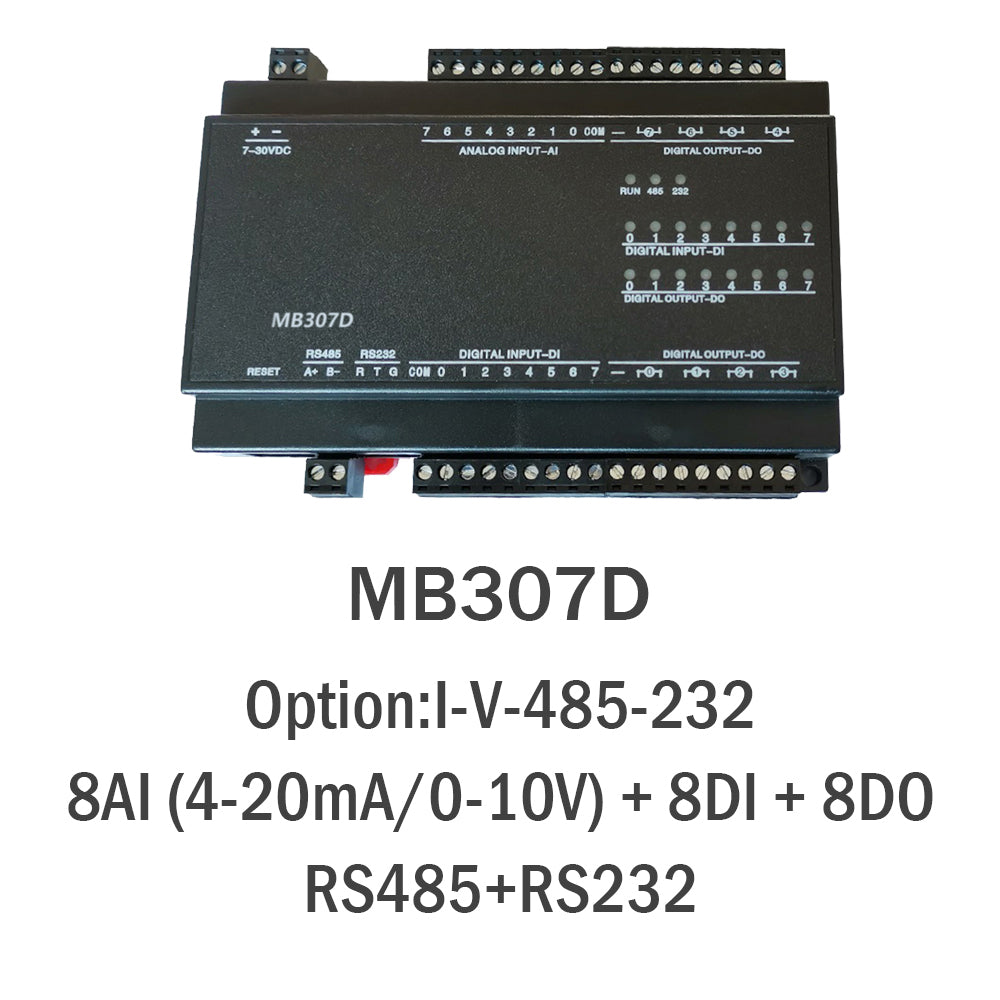 MB307D 8AI+8DI+8DO RS485 RS232 Ethernet Modbus Rtu Tcp Io Acquisition Module