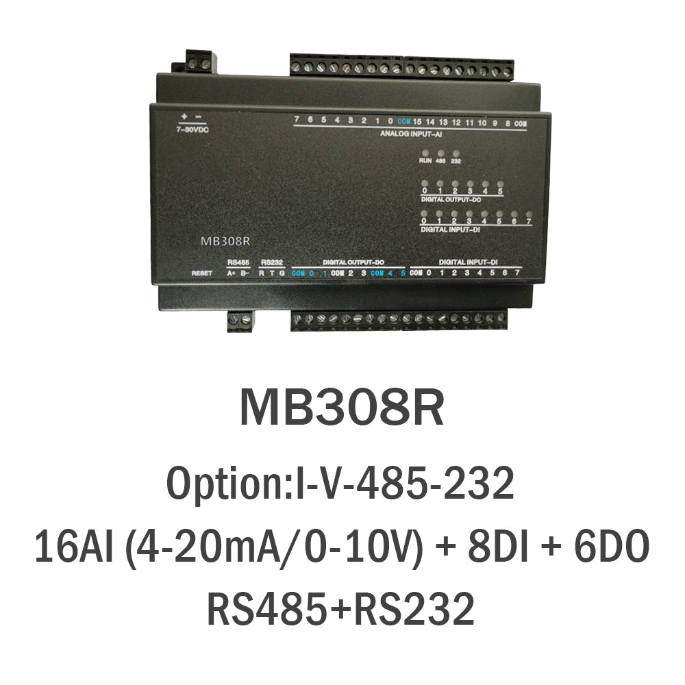 MB308R 16AI+8DI+6DO RS485 RS232 Ethernet Modbus Rtu Tcp Io Acquisition Module