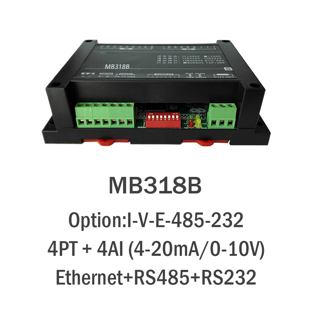 MB318B 4PT+4AI 4-Channel PT100 Temperature RS485 Modbus Acquisition Module