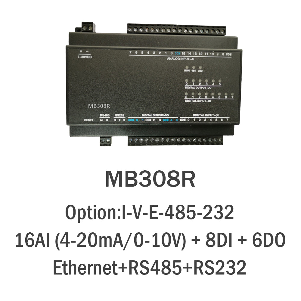 MB308R 16AI+8DI+6DO RS485 RS232 Ethernet Modbus Rtu Tcp Io Acquisition Module
