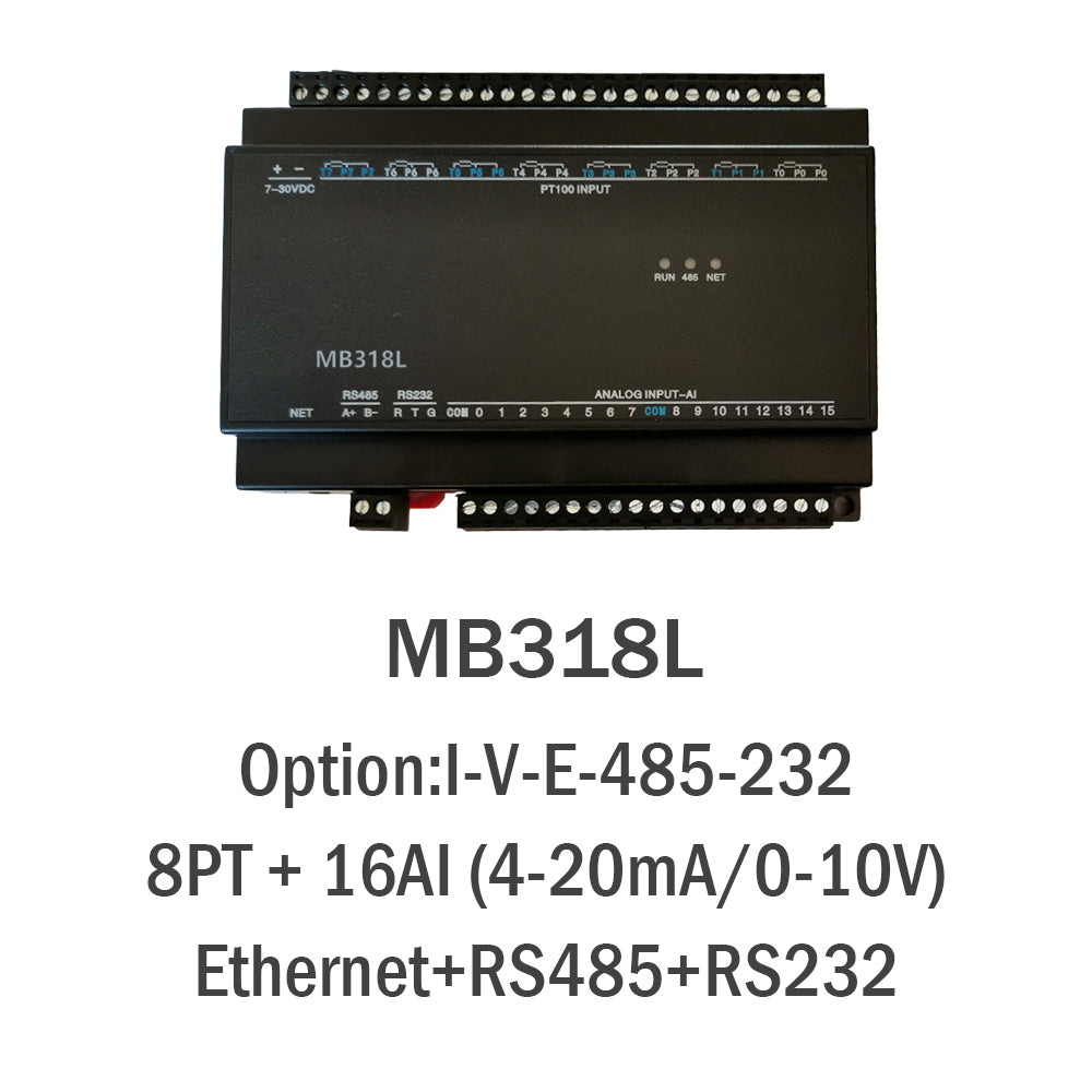 MB318L 8PT+16AI RS485 RS232 Ethernet Modbus Rtu Tcp Io Acquisition Module
