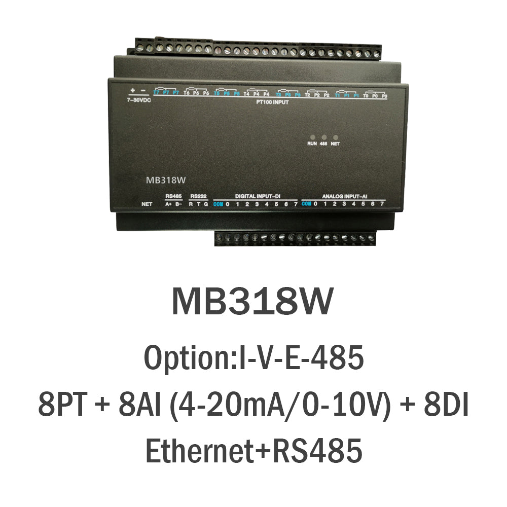 MB318W 8PT+8AI+8DI RS485 RS232 Ethernet Modbus Rtu Tcp Io Acquisition Module