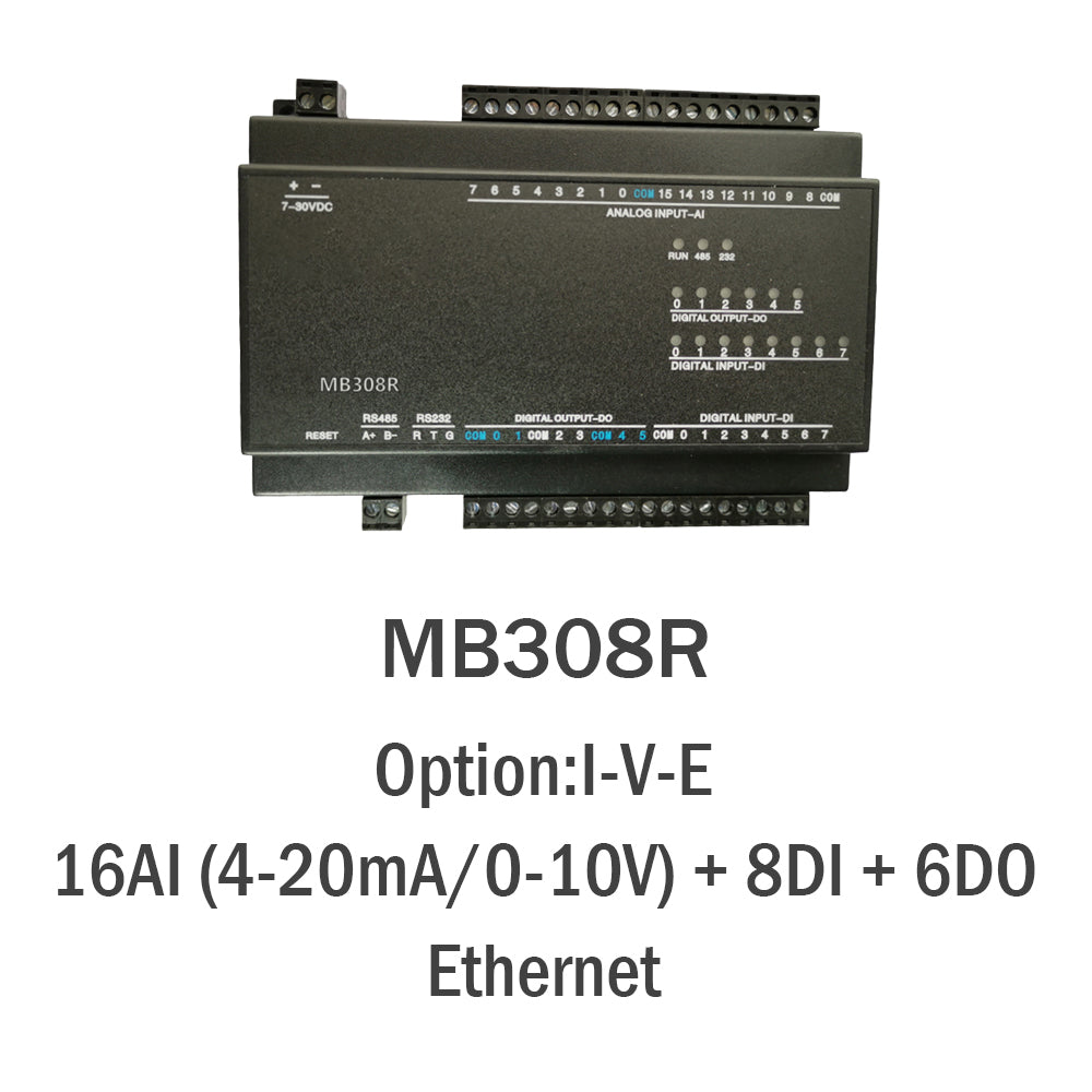 MB308R 16AI+8DI+6DO RS485 RS232 Ethernet Modbus Rtu Tcp Io Acquisition Module