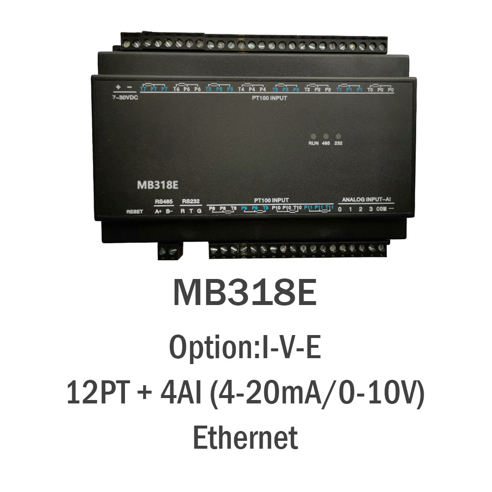 MB318E 12PT+4AI RS485 RS232 Ethernet Modbus Rtu Tcp Io Acquisition Module