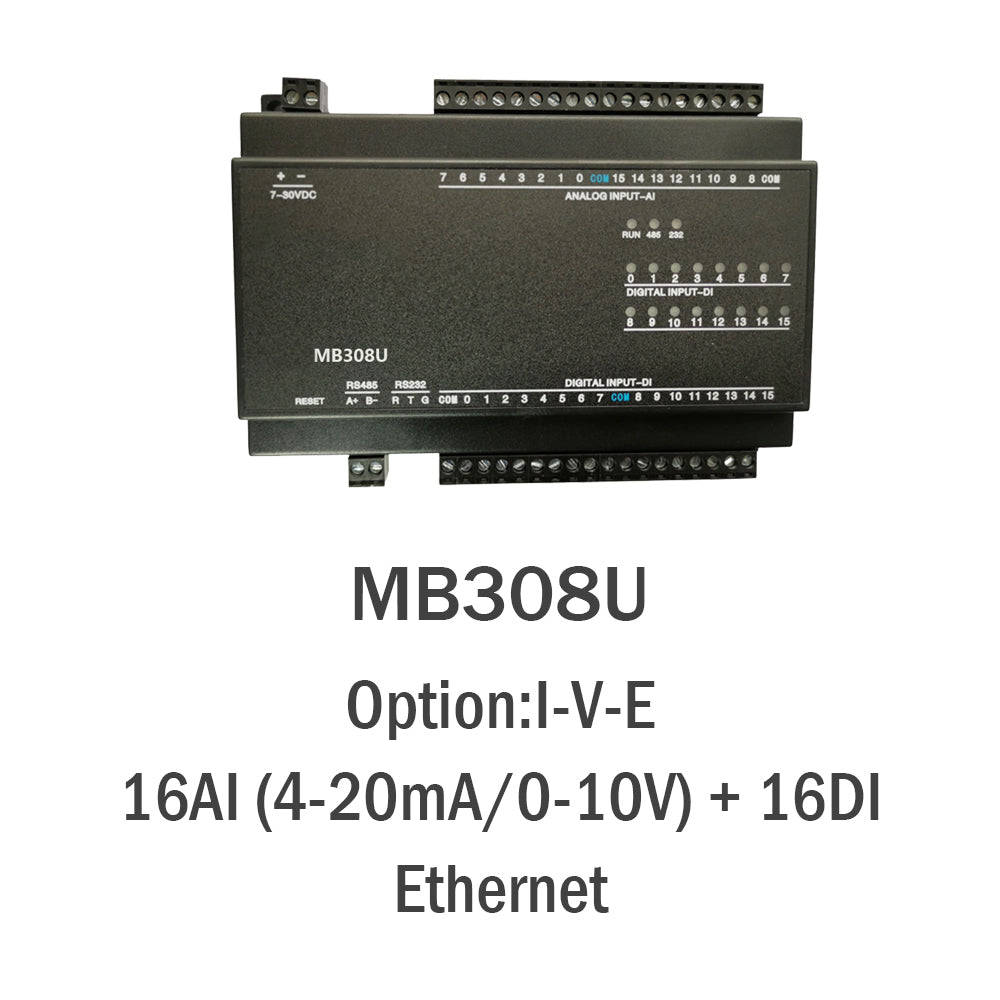 MB308U 16AI+16DI RS485 RS232 Ethernet Modbus Rtu Tcp Io Acquisition Module
